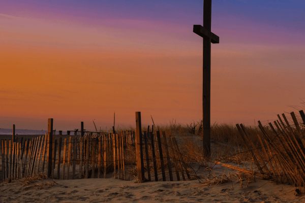 cross on beach