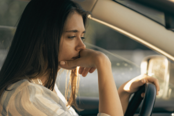 woman in car