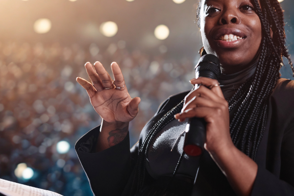 woman on stage